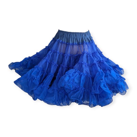 Vintage Lapis Blue Square Dancing Petticoat Crinoline ~ Medium Tiered 50s style - Picture 1 of 4